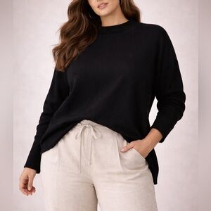 Frank & Eileen Black Effie Funnel Neck Capelet Sweatshirt
